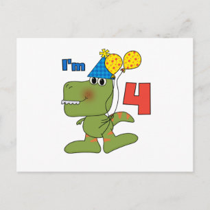 Carte Postale Little Dino 4th Birthday Tshirts et cadeaux
