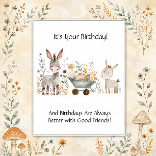 Carte Postale Little Donkeys Joyeux Anniversaire Entreprise