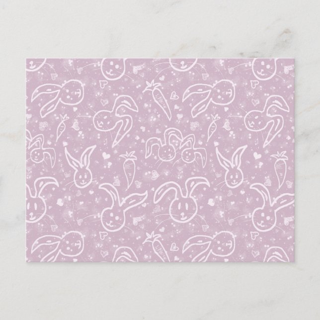 Carte Postale Little Hearts and Bunnies - motif transparent. (Devant)