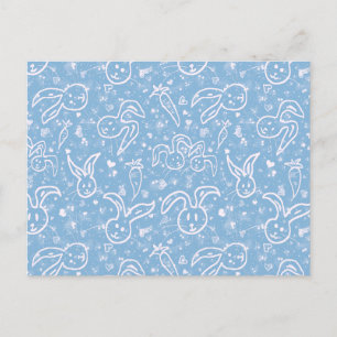 Carte Postale Little Hearts and Bunnies - motif transparent.