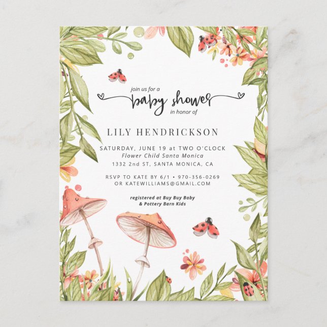 Carte Postale Little Ladybug | Invitation Baby shower de printem (Devant)