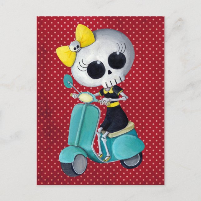 Carte Postale Little Miss Death sur scooter (Devant)