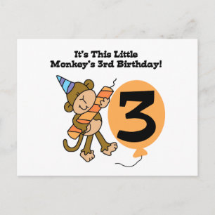Carte Postale Little Monkey 3e Anniversaire Tshirts et cadeaux