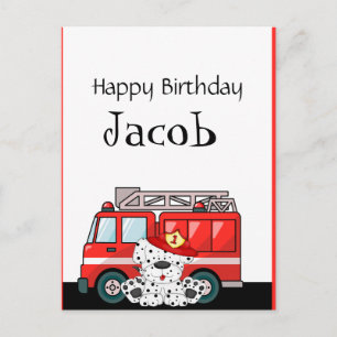 Carte Postale Little Red Fire Truck Birthday