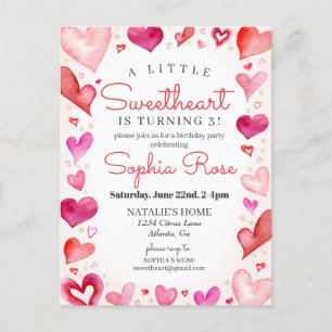 Carte Postale Little Sweetheart Février fête d'anniversaire pour