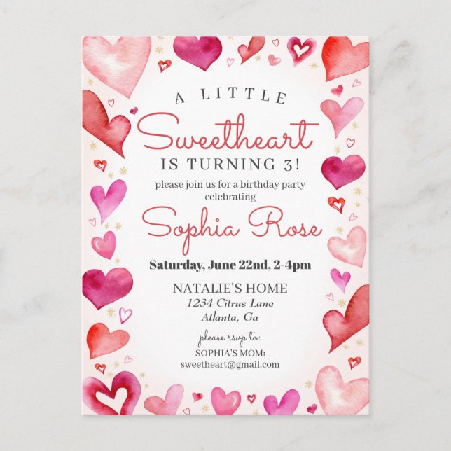 Carte Postale Little Sweetheart Février fête d'anniversaire pour (Devant)