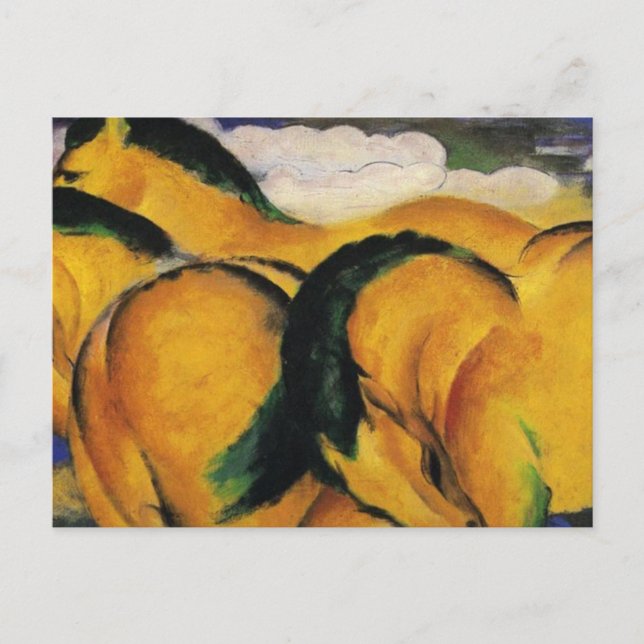 Carte Postale Little Yellow Horses 1912 par Franz Marc (Devant)
