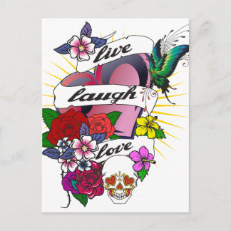 Carte Postale Live Lauder Love Coeur Tattoo Design
