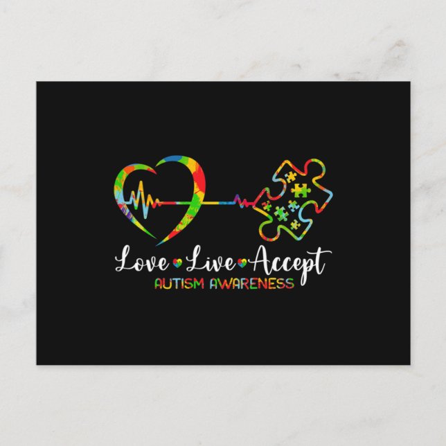 Carte Postale Live Love Accept Autism Awareness Men Women Kids G (Devant)