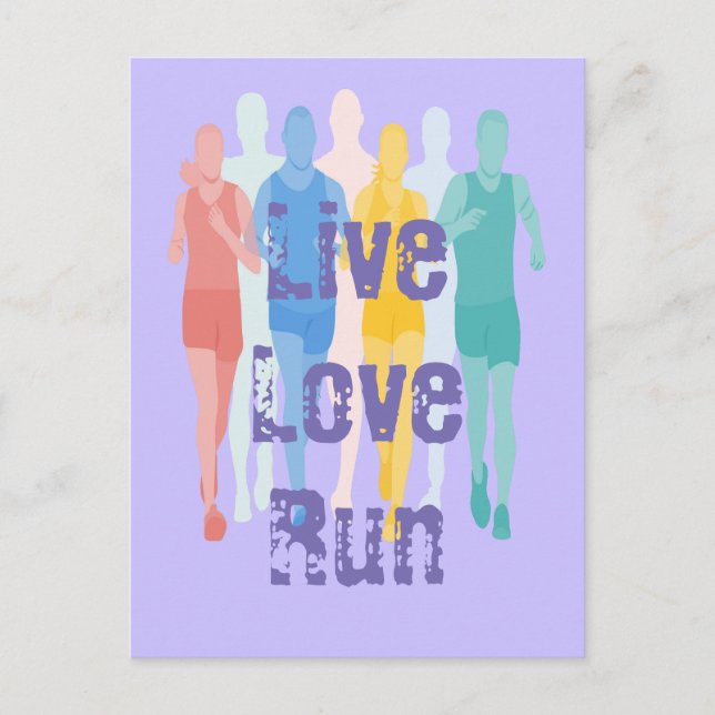 Carte Postale Live Love Run Fun Quote pour les coureurs (Devant)
