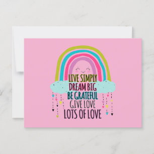 Carte Postale Live Simply Dream Big Be Grateful Give Love