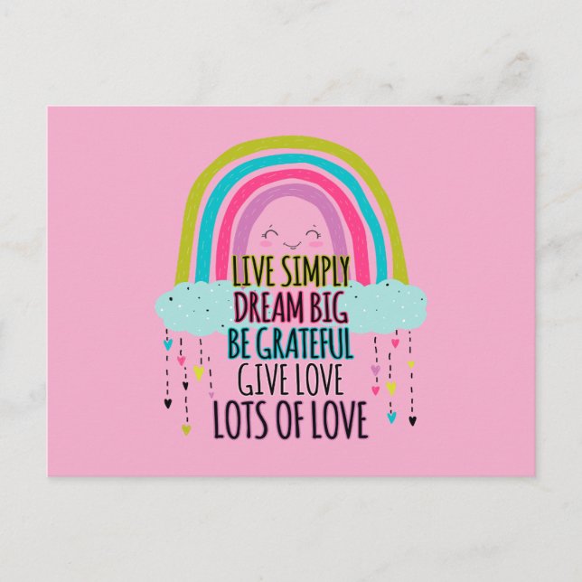 Carte Postale Live Simply Dream Big Be Grateful Give Love (Devant)
