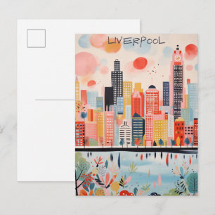 Carte Postale Liverpool Angleterre Voyage Ville Peinture Esthéti