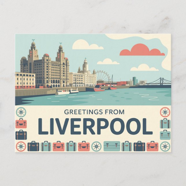 Carte postale Liverpool vintage | Salutations de (Devant)
