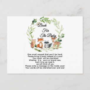 Carte Postale livre de bébé shower de bébé animal de la forêt