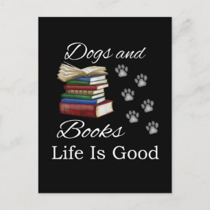 Carte Postale Livre de chien drôle La vie est bonne Amoureux des