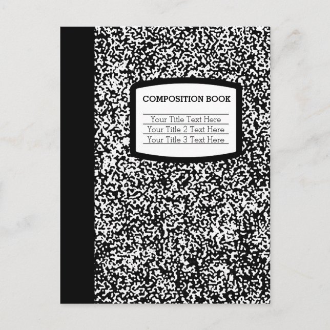 Carte Postale Livre de composition personnalisé Noir/Blanc École (Devant)
