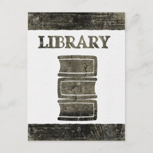 Carte Postale Livre de la bibliothèque noire et blanche
