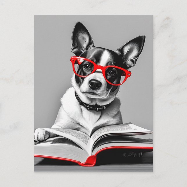 Carte Postale Livre de lecture de chien (Devant)