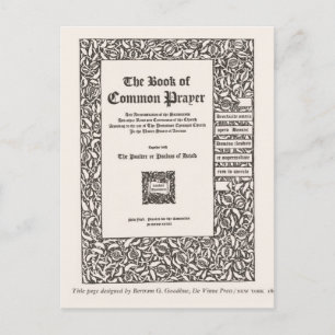 Carte Postale Livre de prière commune, New York 1800