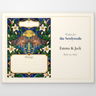 Carte Postale Livre de souhaits de mariage pour hippopotames