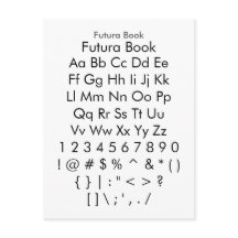 Livre Futura - Feuille d'échantillonnage de police