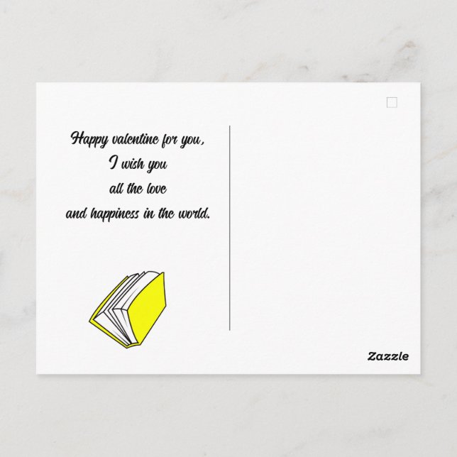 Carte Postale livre, Joyeuse Saint-Valentin personnaliser nom  (Dos)