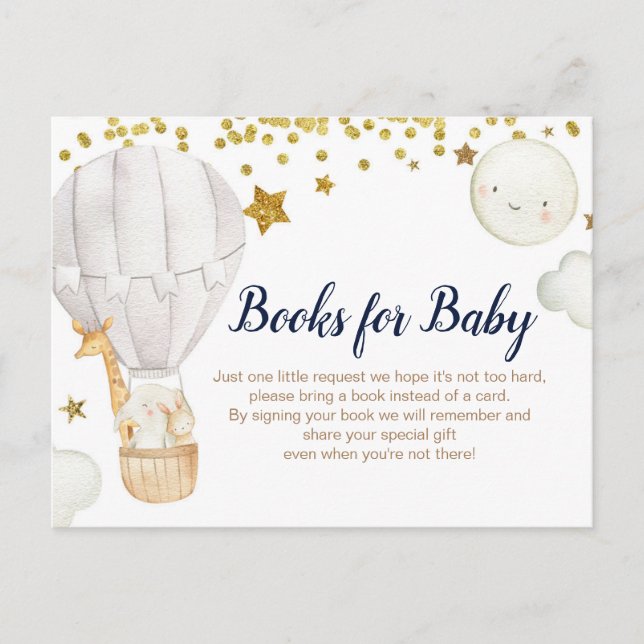 Carte Postale Livres à ballon à chaud pour bébé Invitation (Devant)