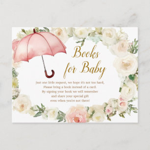 Carte Postale Livres à parapluies rose blanc pour bébé