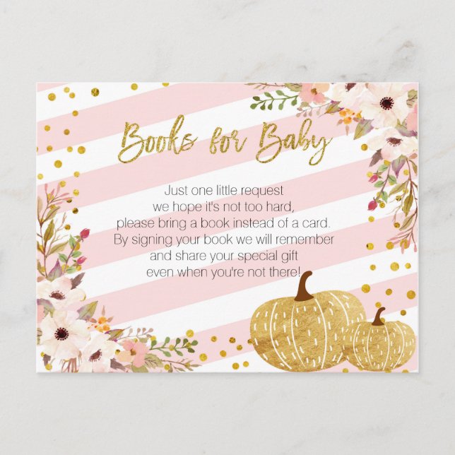 Carte Postale Livres Citrouilles en or rose pour bébé (Devant)