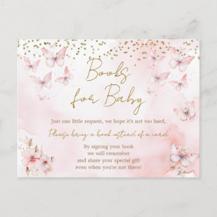Carte Postale Livres de Baby shower papillon rose pour bébé