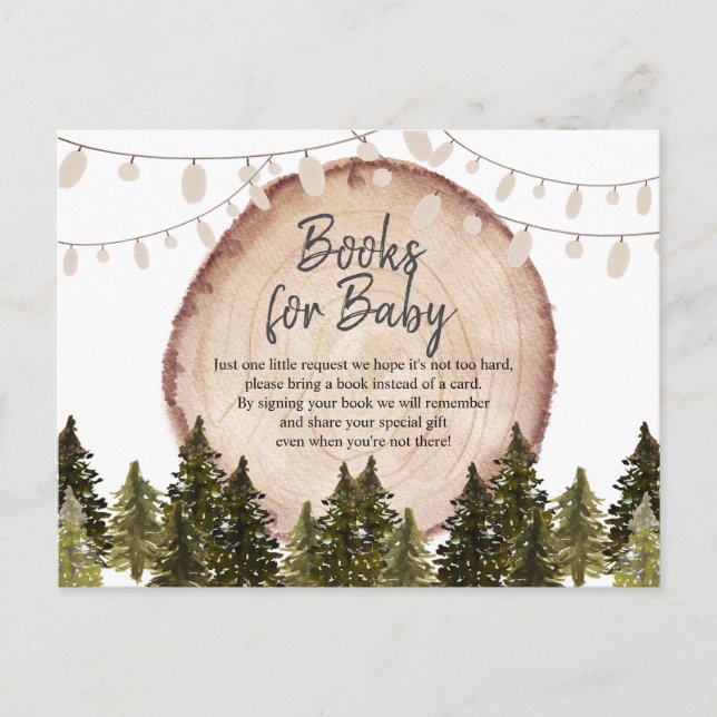 Carte Postale Livres de forêt hivernale en bois pour bébé (Devant)