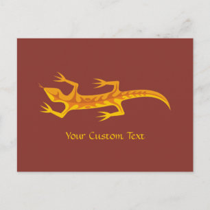 Carte Postale Lizard tribal Orange