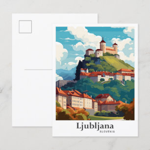 Carte Postale Ljubljana Slovénie Illustration du portrait de voy