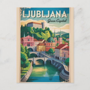 Carte Postale Ljubljana Slovénie Rétro Ciel Cityscape Voyage