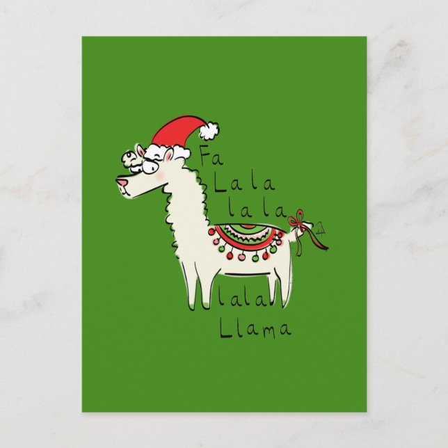 Carte Postale Llama Cute Drôle Noël Vacances (Devant)