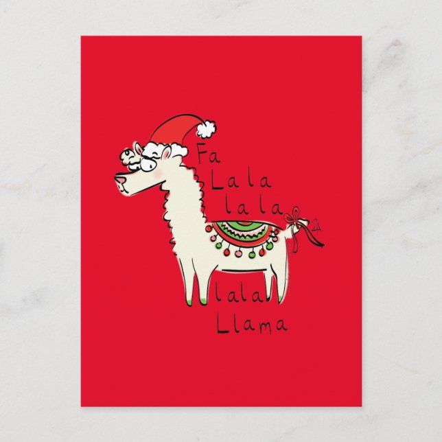 Carte Postale Llama Cute Drôle Noël Vacances (Devant)