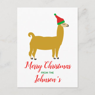 Carte postale Llama de Noël familiale