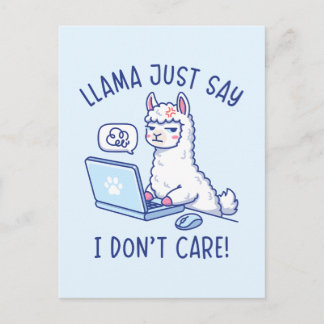 Carte Postale Llama dit juste que je m'en fiche - Drôle de Lama 