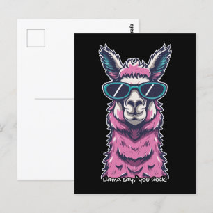 Carte Postale Llama vous dit Rock Pose ironique dans les lunet