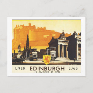 Carte Postale LNER Edinburgh LMS C'est plus rapide en train