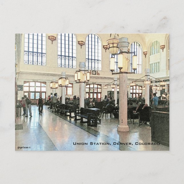Carte Postale Lobby De Union Station, Denver, CO, Lumière (Devant)