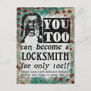 Carte Postale Locksmith - Funny Vintage Retro