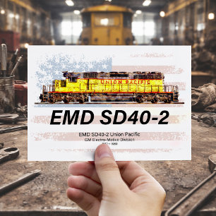 Carte Postale Locomotive diesel EMD SD40-2. Drapeau américain