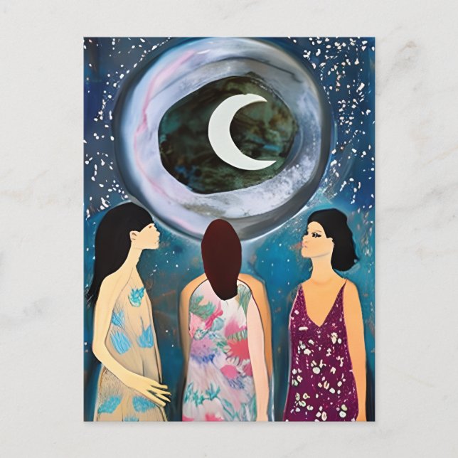 Carte Postale L'œuvre d'art sur les femmes bénies par la Lune (Devant)
