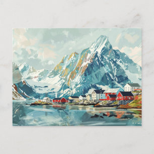Carte Postale Lofoten Islands, Norvège Voyage Rétro