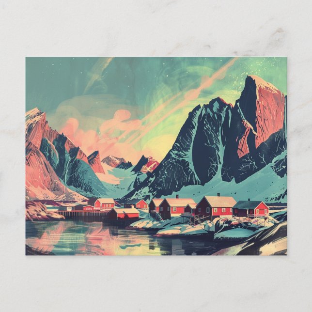 Carte Postale Lofoten Islands, Norvège Voyage Rétro (Devant)