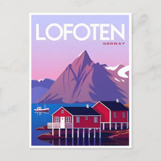 Carte Postale Lofoten Norvège voyage vintage hiver europe