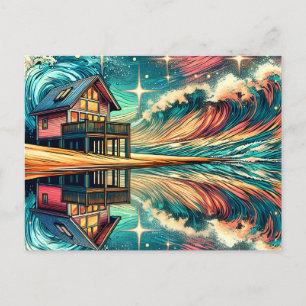 Carte Postale Log Cabine sur la plage Ai Art