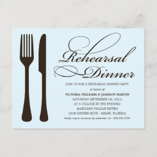 CARTE POSTALE LOGICIEL BLEU & NOIR   REHEARSAL DÎNER INVITATION